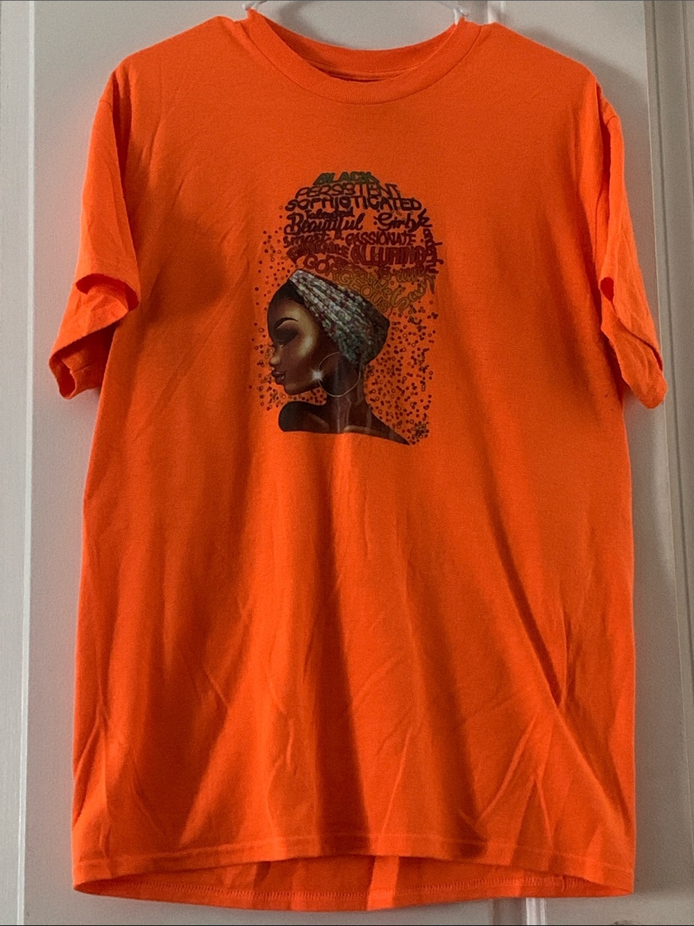 Orange Women's Graphic Tee with Headwrap Portrait